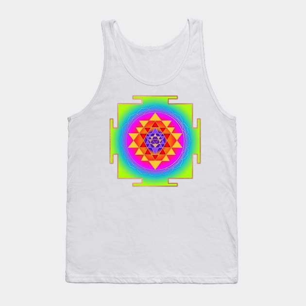 Sri Yantra, Neon Green+Faux Gold Foil Tank Top by PixDezines